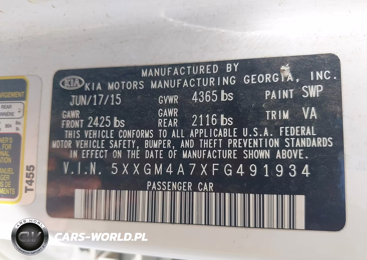 2015 Kia Optima Lx VIN:5XXGM4A7XFG491934 - 9