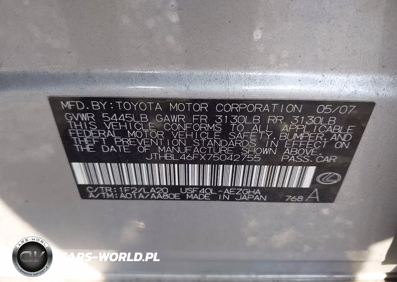 2007 Lexus Ls 460 VIN:JTHBL46FX75042755 - 9