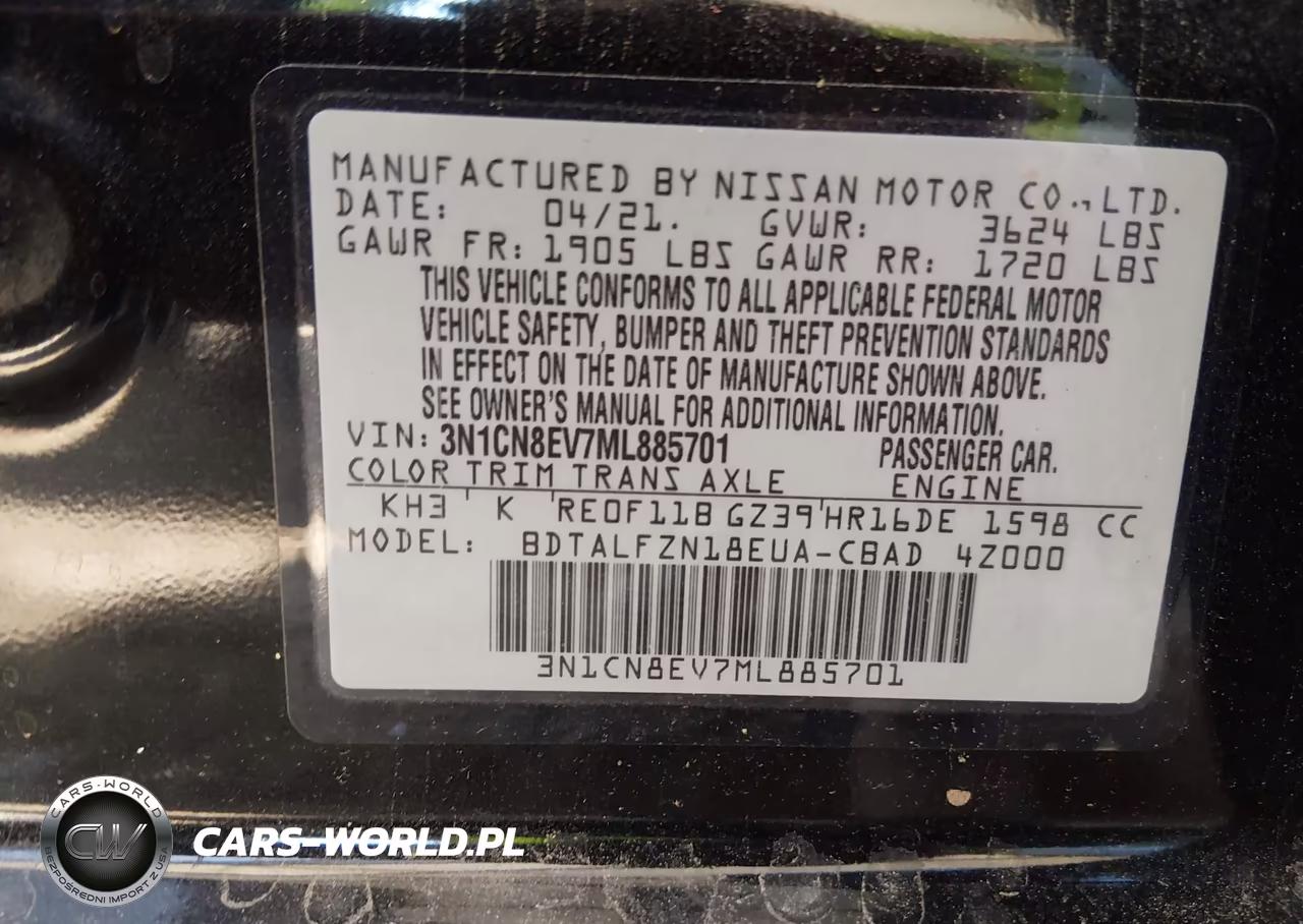 2021 Nissan Versa Sv Xtronic Cvt VIN:3N1CN8EV7ML885701 - 9