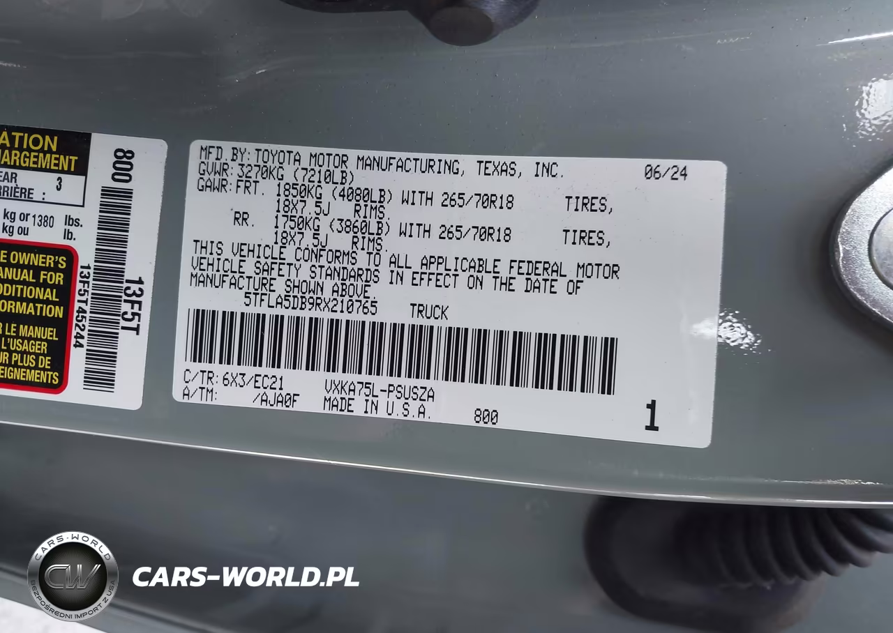 2024 Toyota Tundra Sr5 VIN:5TFLA5DB9RX210765 - 9