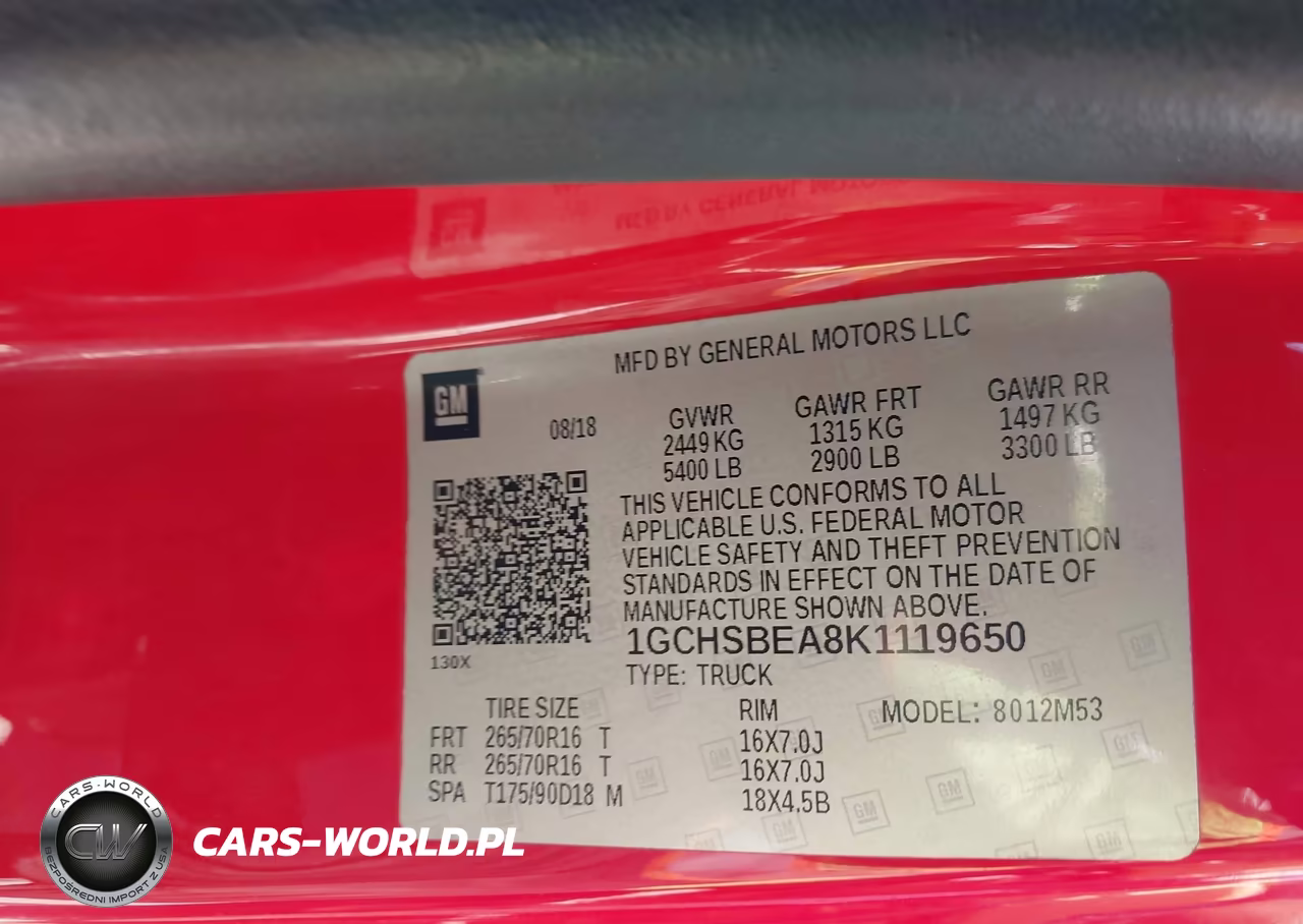 2019 Chevrolet Colorado Wt VIN:1GCHSBEA8K1119650 - 9
