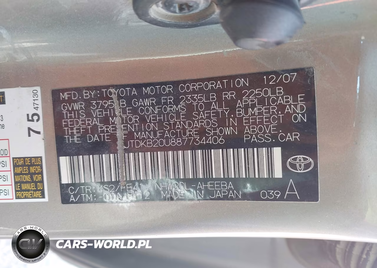 2008 Toyota Prius VIN:JTDKB20U887734406 - 9
