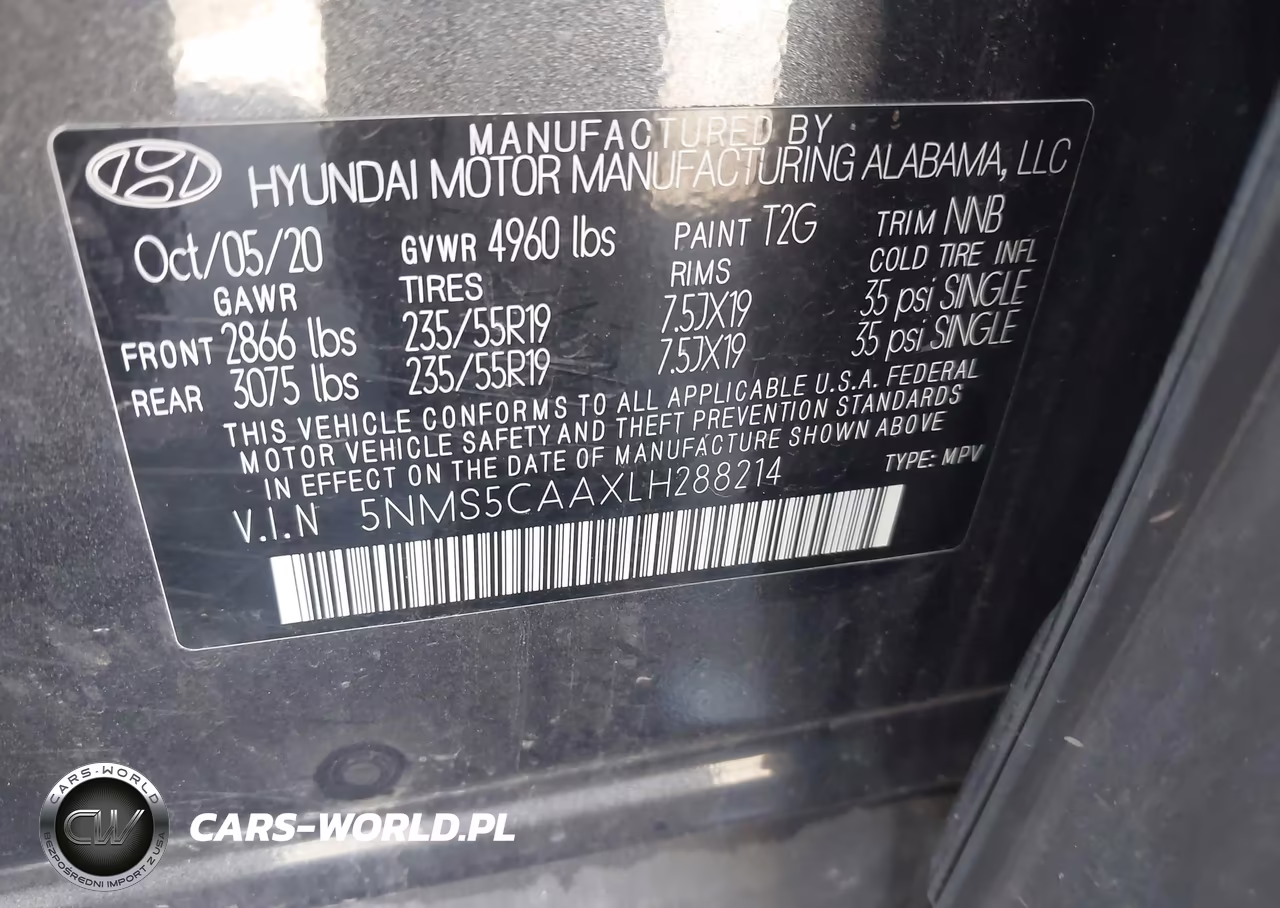 2020 Hyundai Santa Fe Limited 2.0T VIN:5NMS5CAAXLH288214 - 9