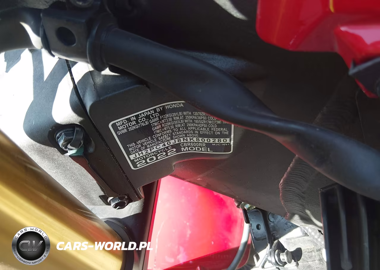 2022 Honda Cbr600 Rr VIN:JH2PC40J8NK800280 - 10