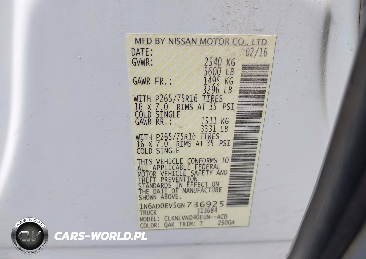 2016 Nissan Frontier Pro-4X VIN:1N6AD0EV5GN736925 - 9