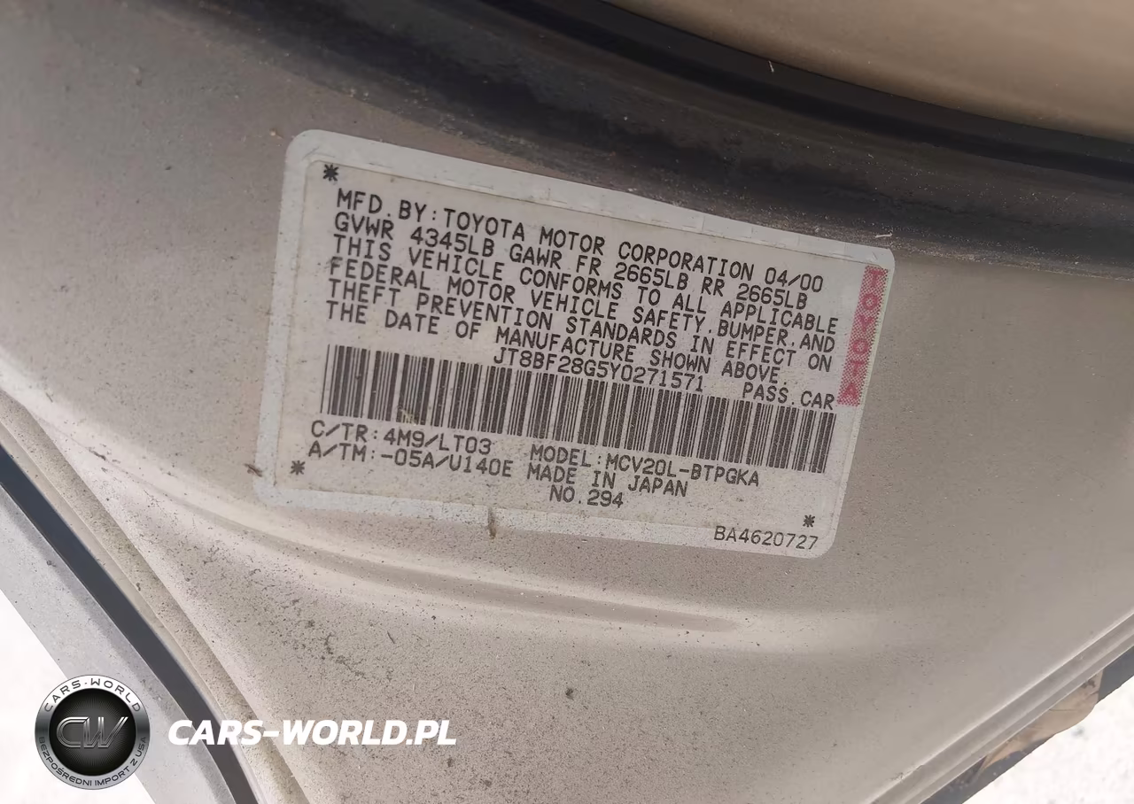 2000 Lexus Es 300 VIN:JT8BF28G5Y0271571 - 9