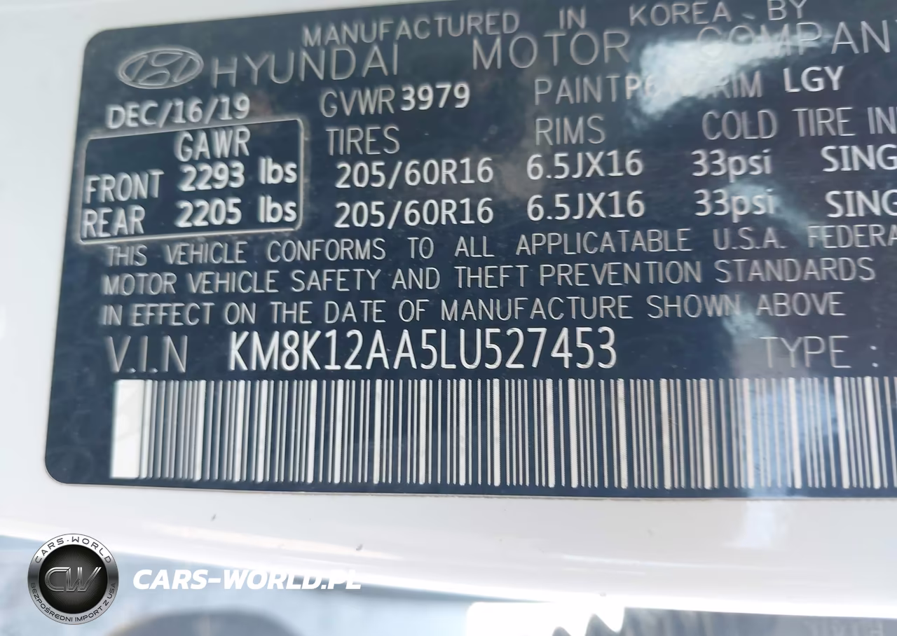 2020 Hyundai Kona Se VIN:KM8K12AA5LU527453 - 9