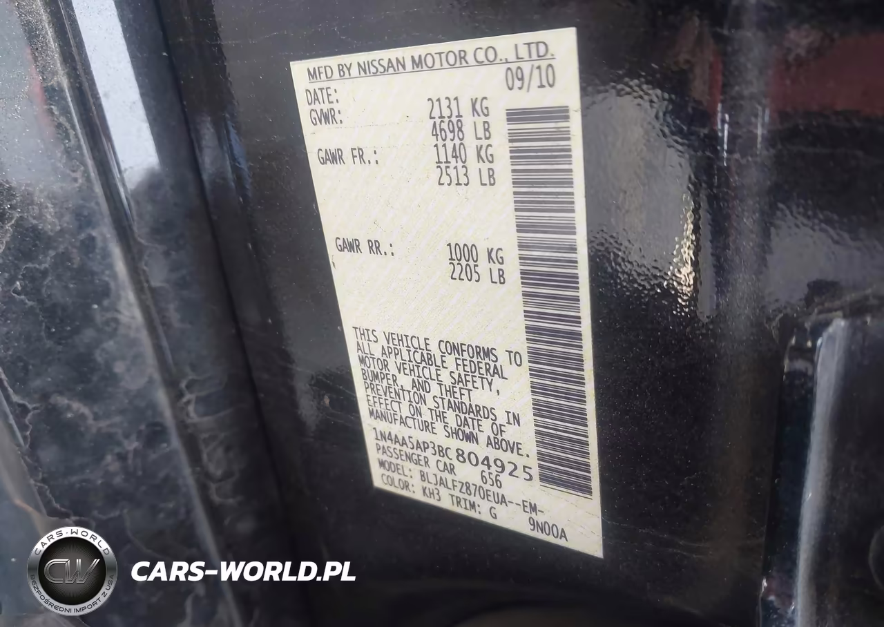 2011 Nissan Maxima 3.5 Sv VIN:1N4AA5AP3BC804925 - 9