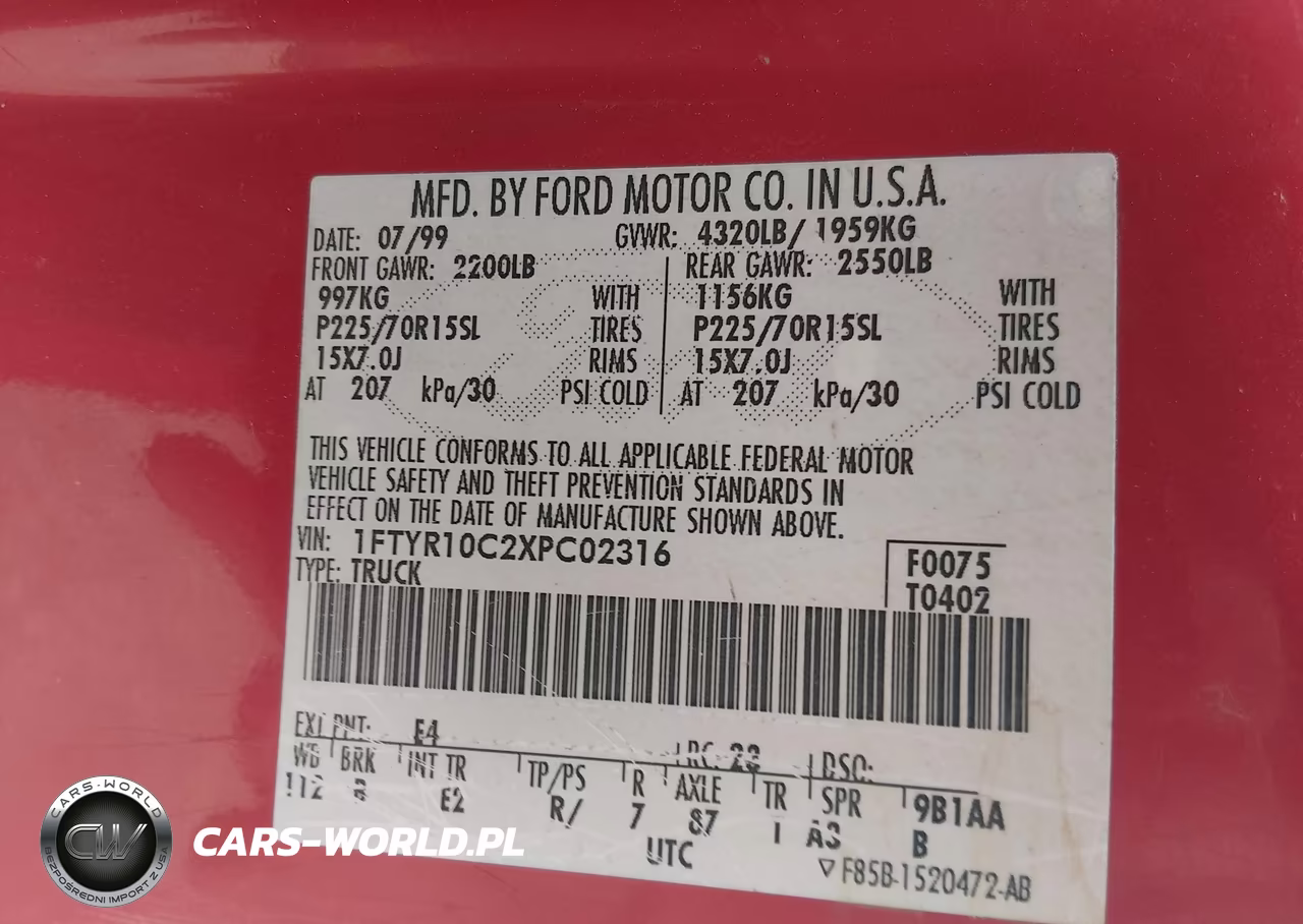 1999 Ford Ranger Xl-Xlt VIN:1FTYR10C2XPC02316 - 9