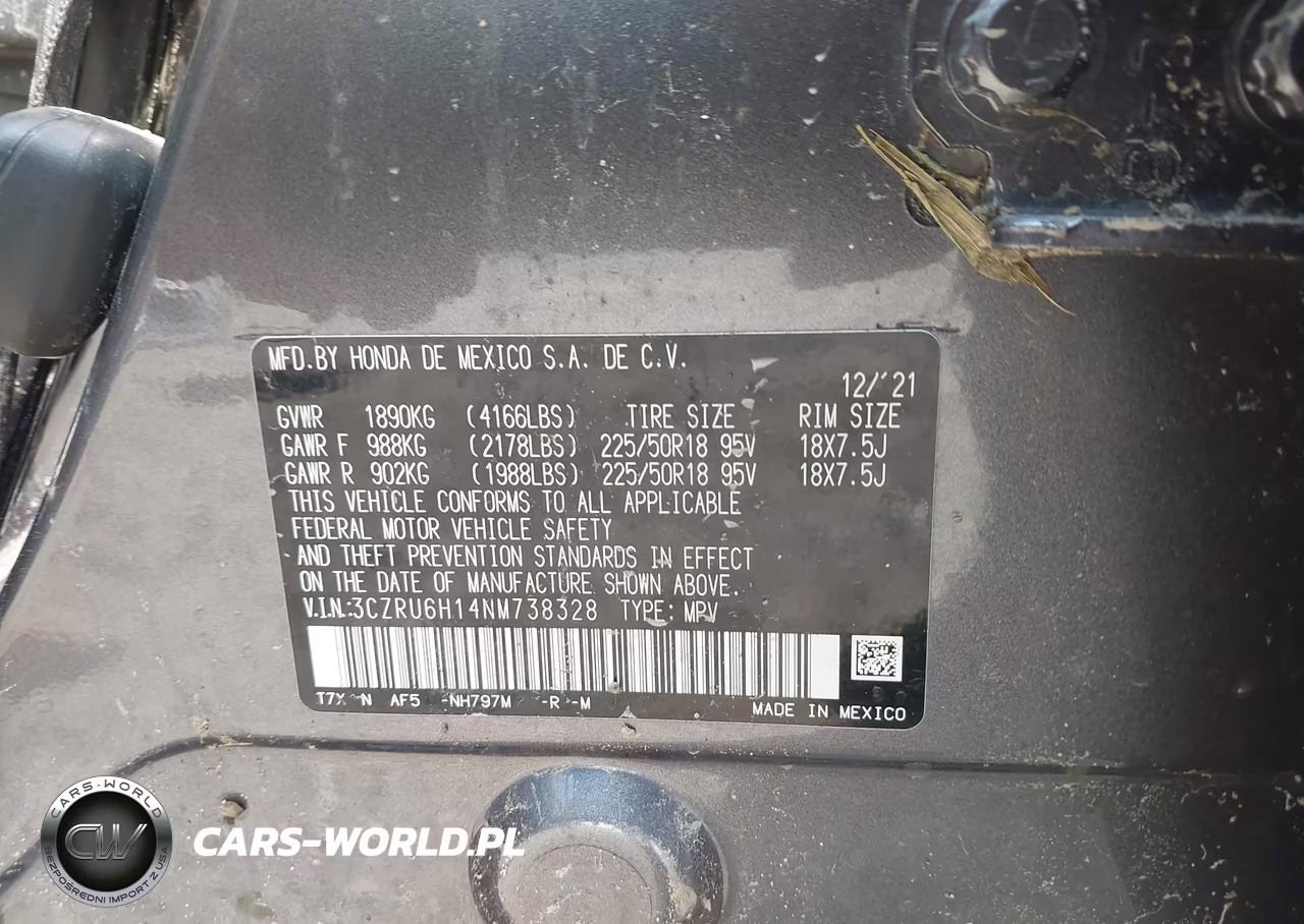 2022 Honda Hr-V Awd Sport VIN:3CZRU6H14NM738328 - 9