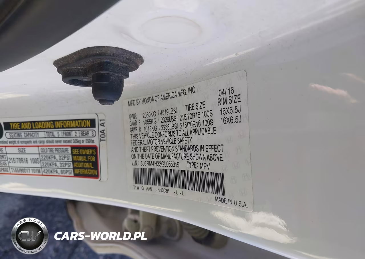 2016 Honda Cr-V Lx VIN:5J6RM4H33GL066319 - 9