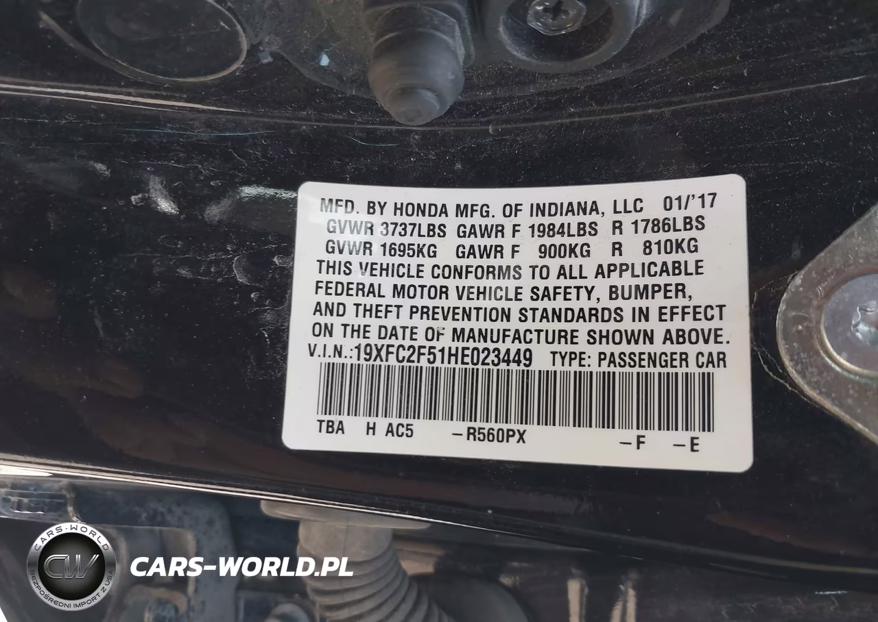 2017 Honda Civic Lx VIN:19XFC2F51HE023449 - 9