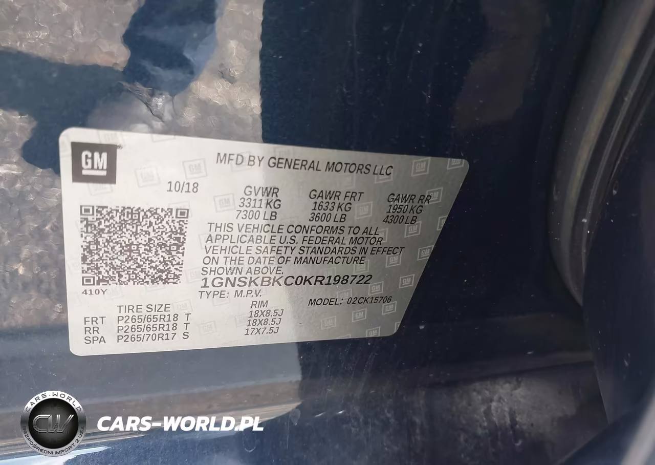 2019 Chevrolet Tahoe Lt VIN:1GNSKBKC0KR198722 - 9