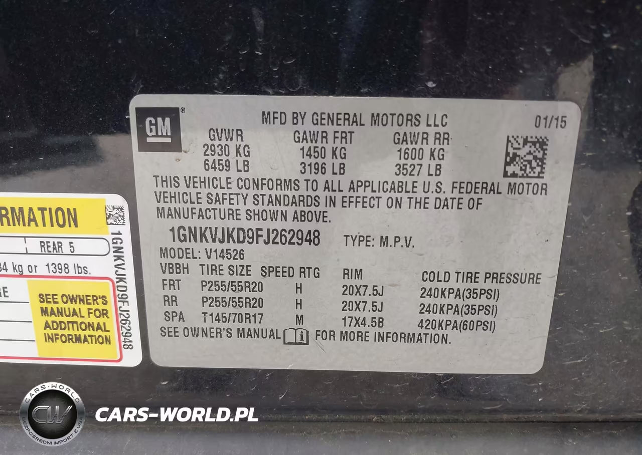 2015 Chevrolet Traverse Ltz VIN:1GNKVJKD9FJ262948 - 9