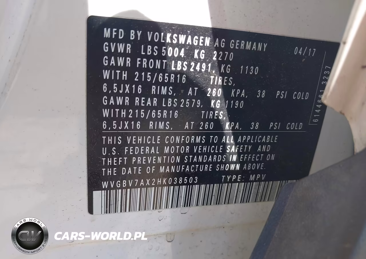 2017 Volkswagen Tiguan 2.0T-2.0T S VIN:WVGBV7AX2HK038503 - 9