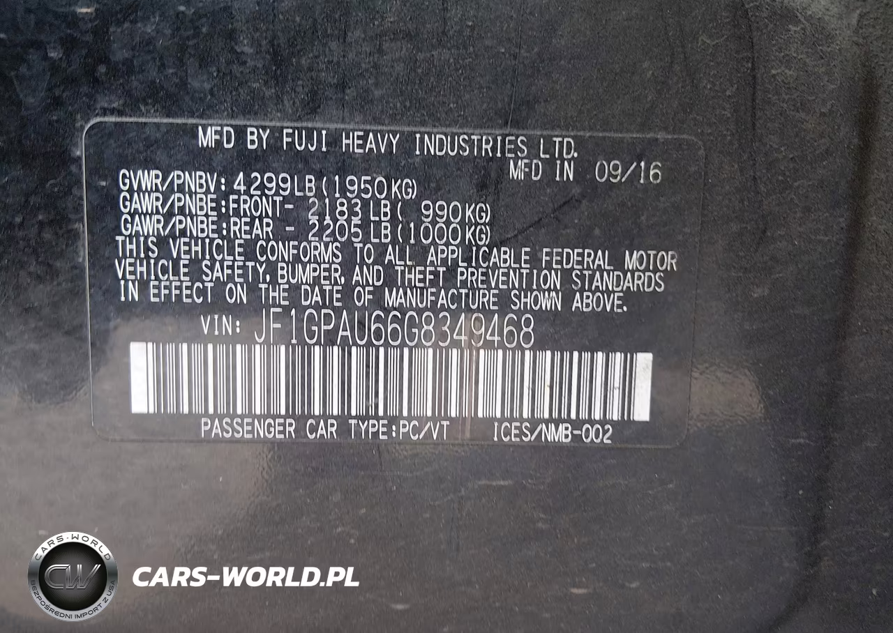 2016 Subaru Impreza 2.0I Sport Limited VIN:JF1GPAU66G8349468 - 9