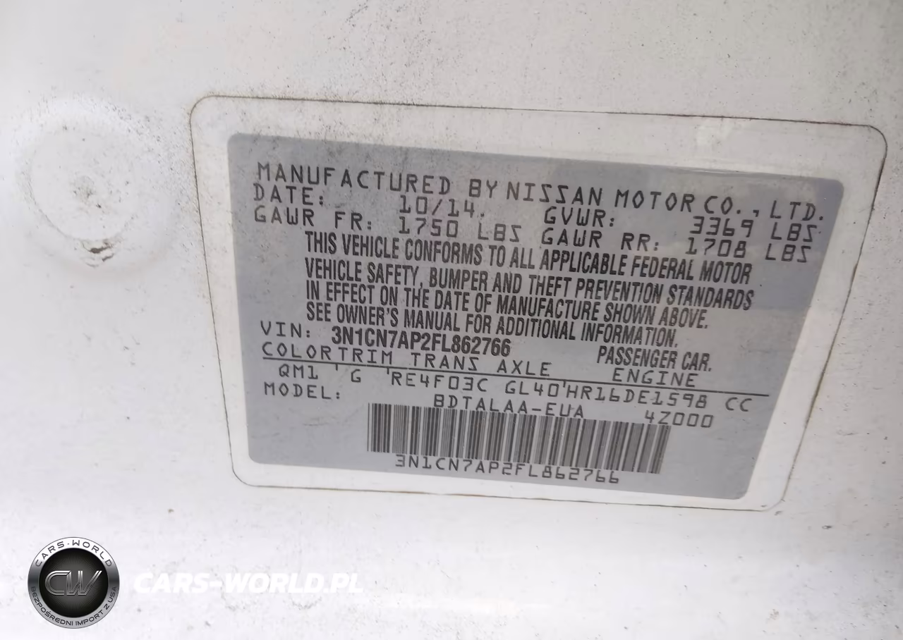 2015 Nissan Versa 1.6 S VIN:3N1CN7AP2FL862766 - 9