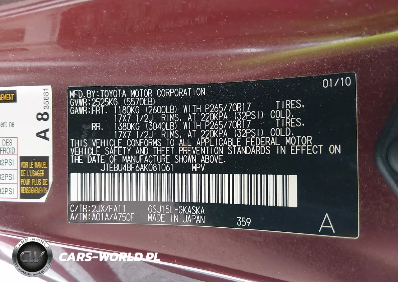 2010 Toyota Fj Cruiser VIN:JTEBU4BF6AK081061 - 9