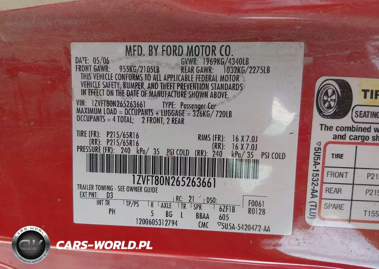 2006 Ford Mustang V6 VIN:1ZVFT80N265263661 - 9