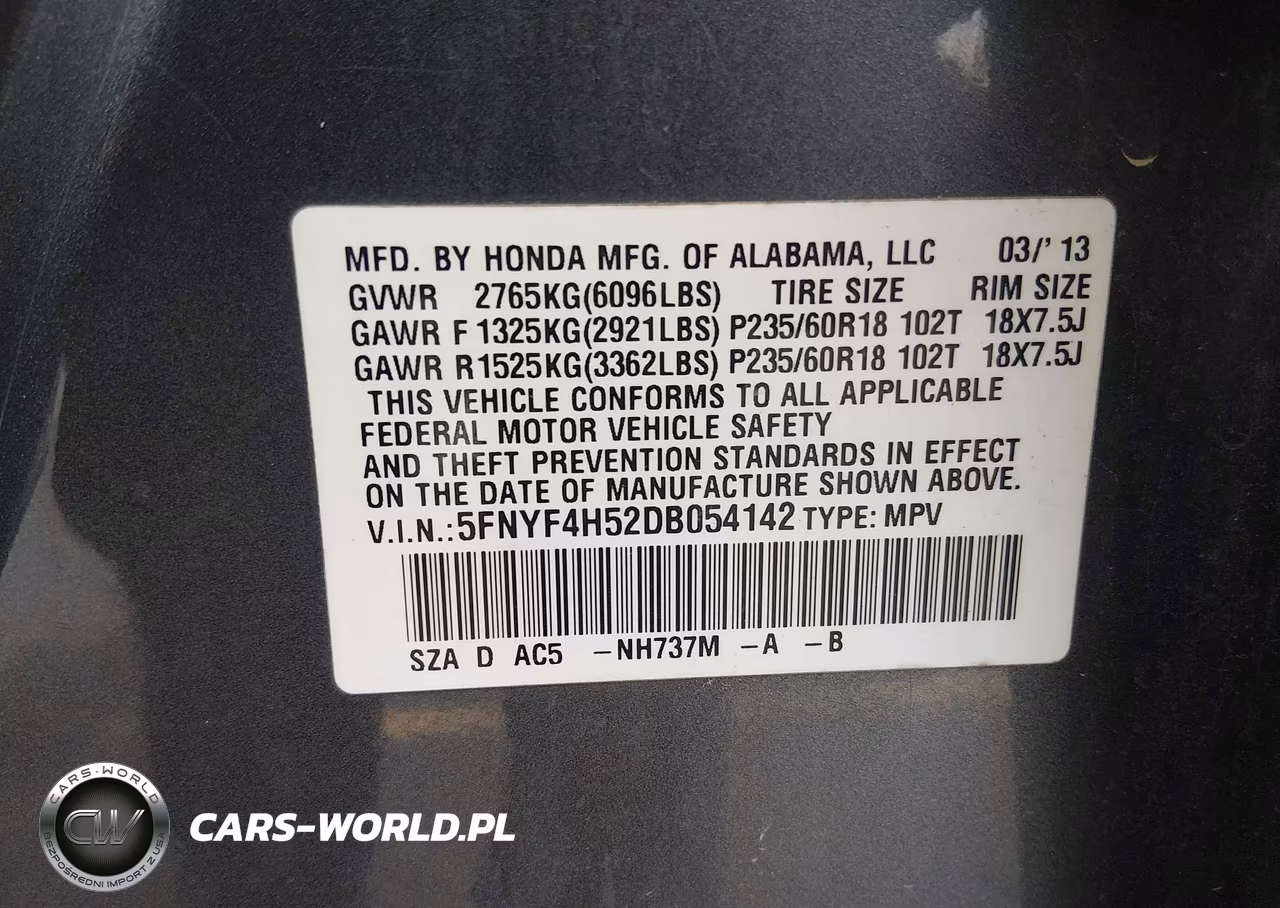 2013 Honda Pilot Ex-L VIN:5FNYF4H52DB054142 - 9