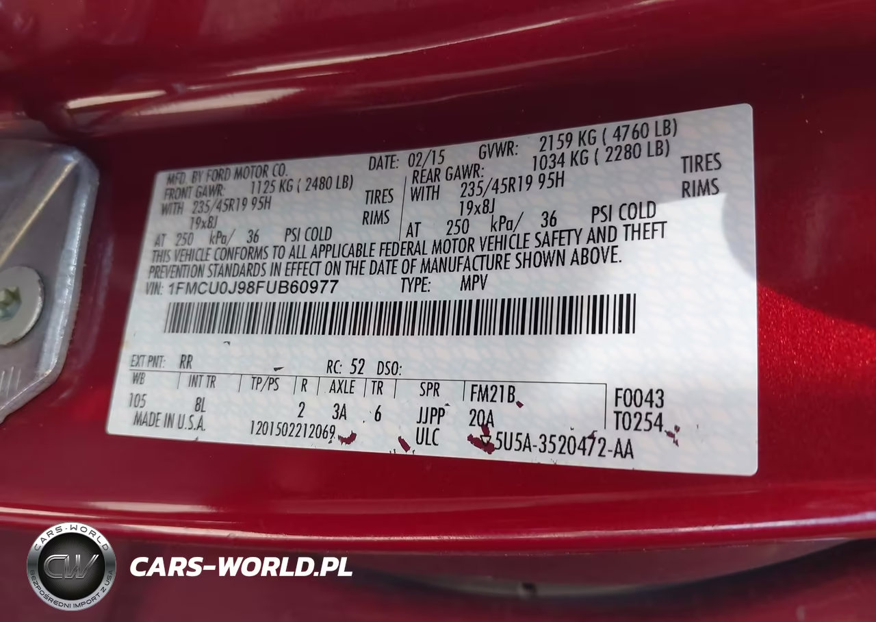 2015 Ford Escape Titanium VIN:1FMCU0J98FUB60977 - 9
