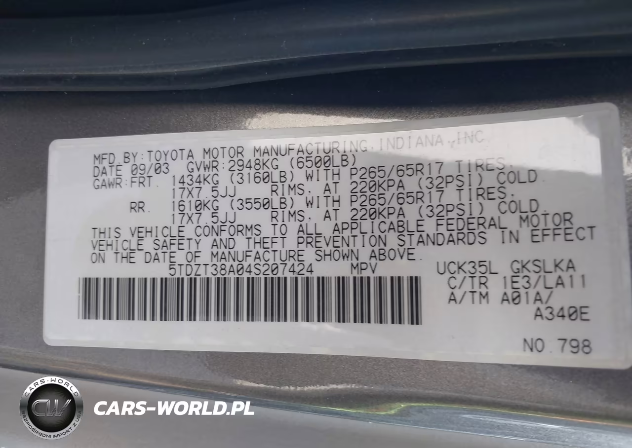 2004 Toyota Sequoia Limited V8 VIN:5TDZT38A04S207424 - 9