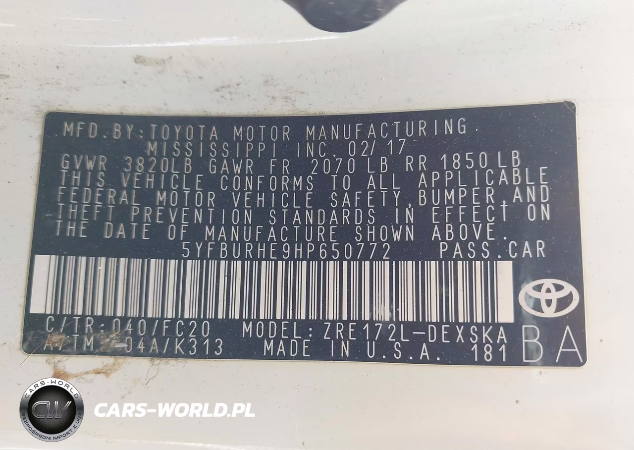 2017 Toyota Corolla Se VIN:5YFBURHE9HP650772 - 9