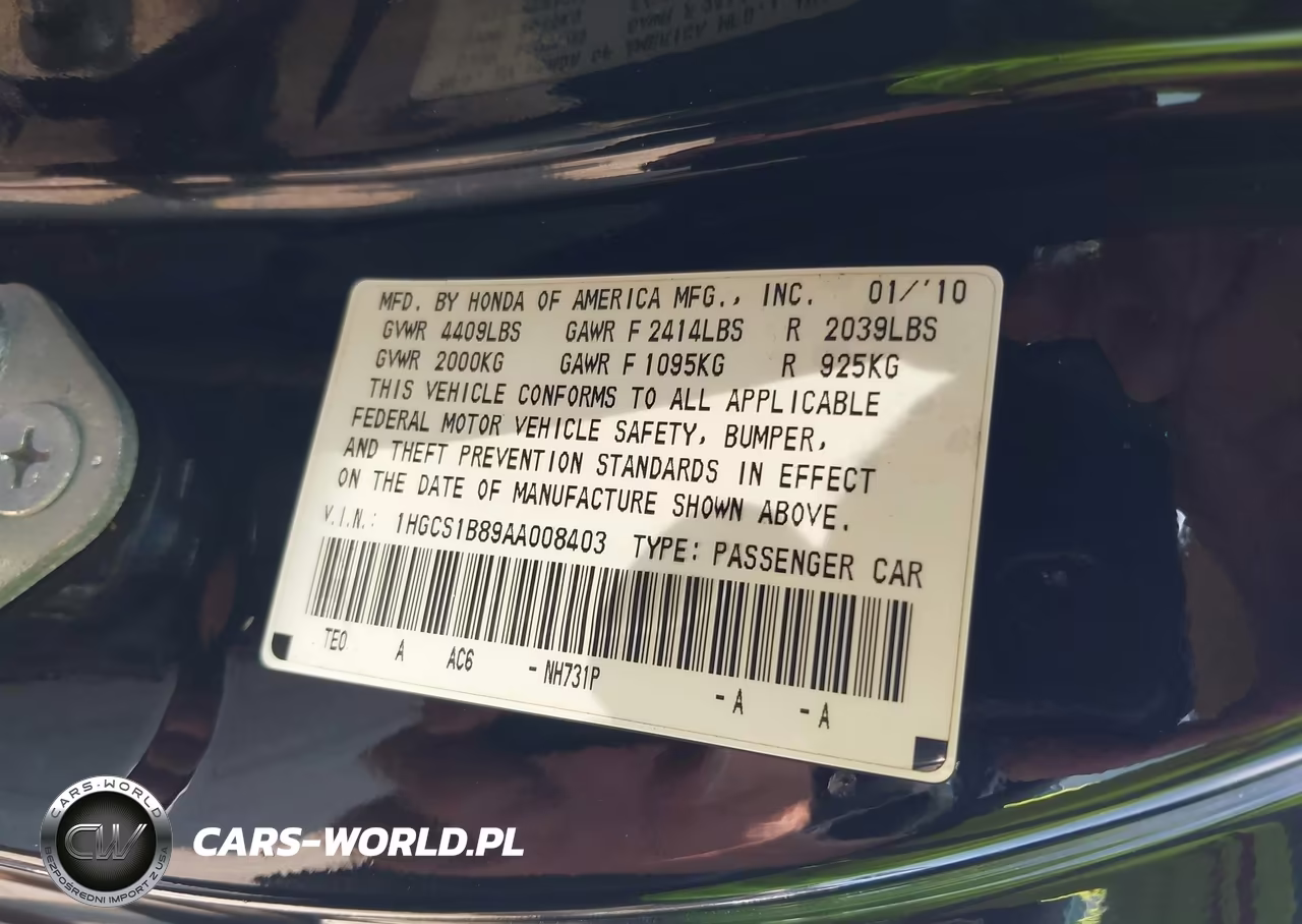 2010 Honda Accord 2.4 Ex-L VIN:1HGCS1B89AA008403 - 9