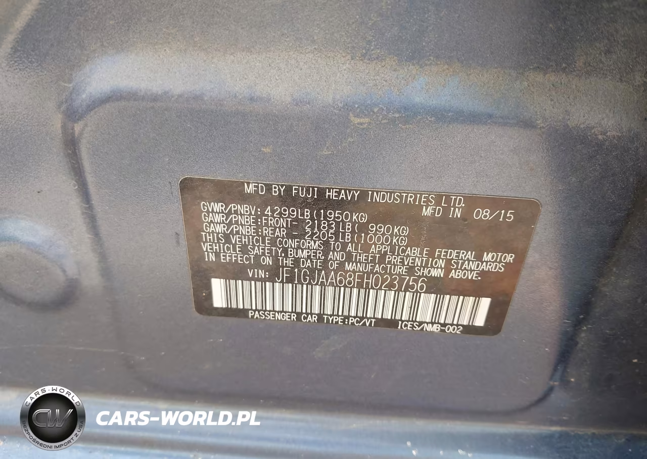 2015 Subaru Impreza 2.0I VIN:JF1GJAA68FH023756 - 9
