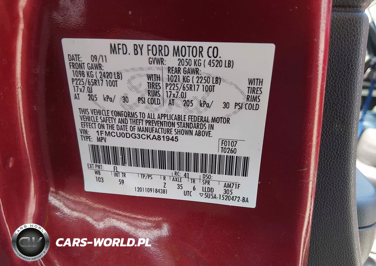 2012 Ford Escape Xlt VIN:1FMCU0DG3CKA81945 - 9