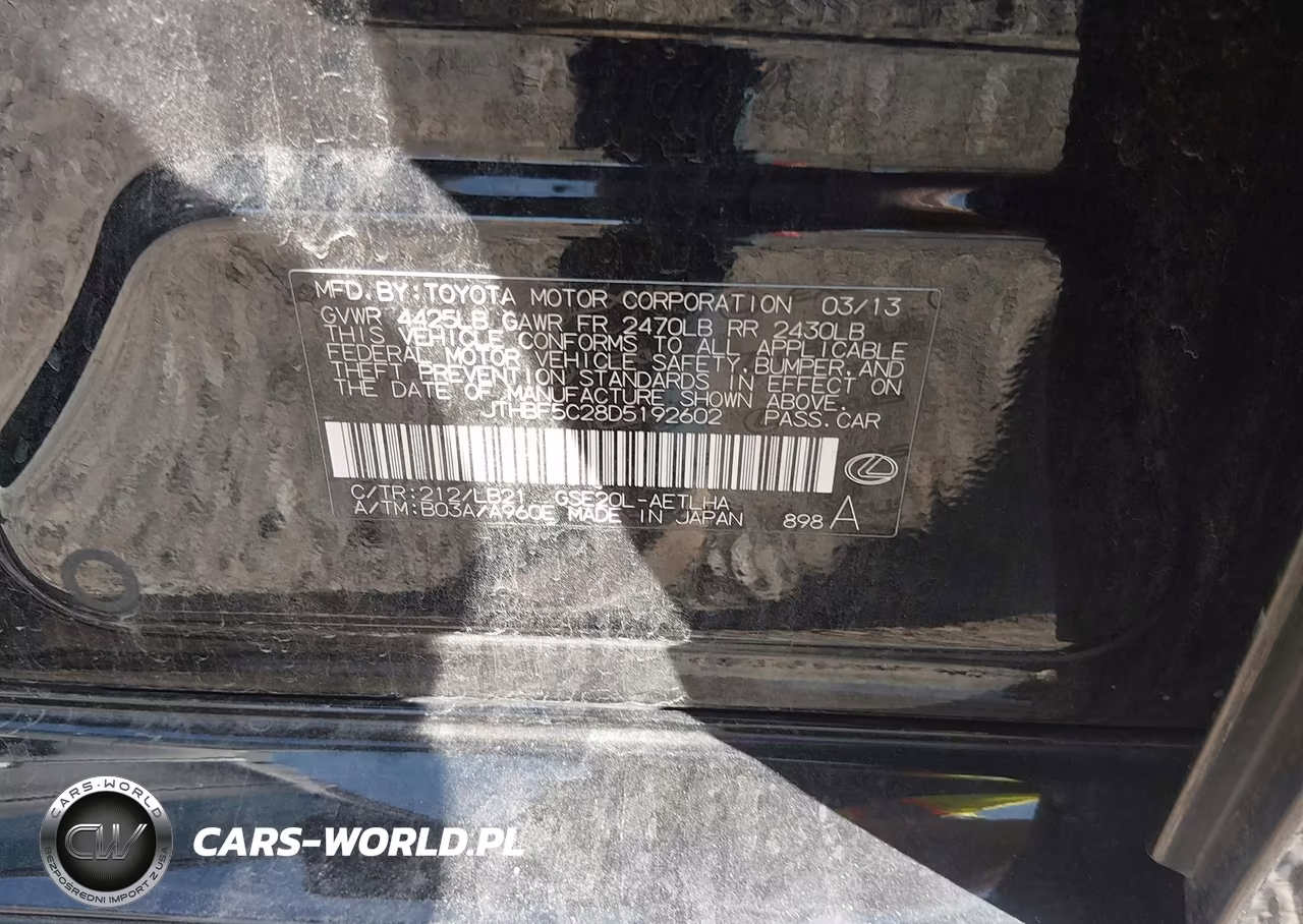 2013 Lexus Is 250 VIN:JTHBF5C28D5192602 - 9