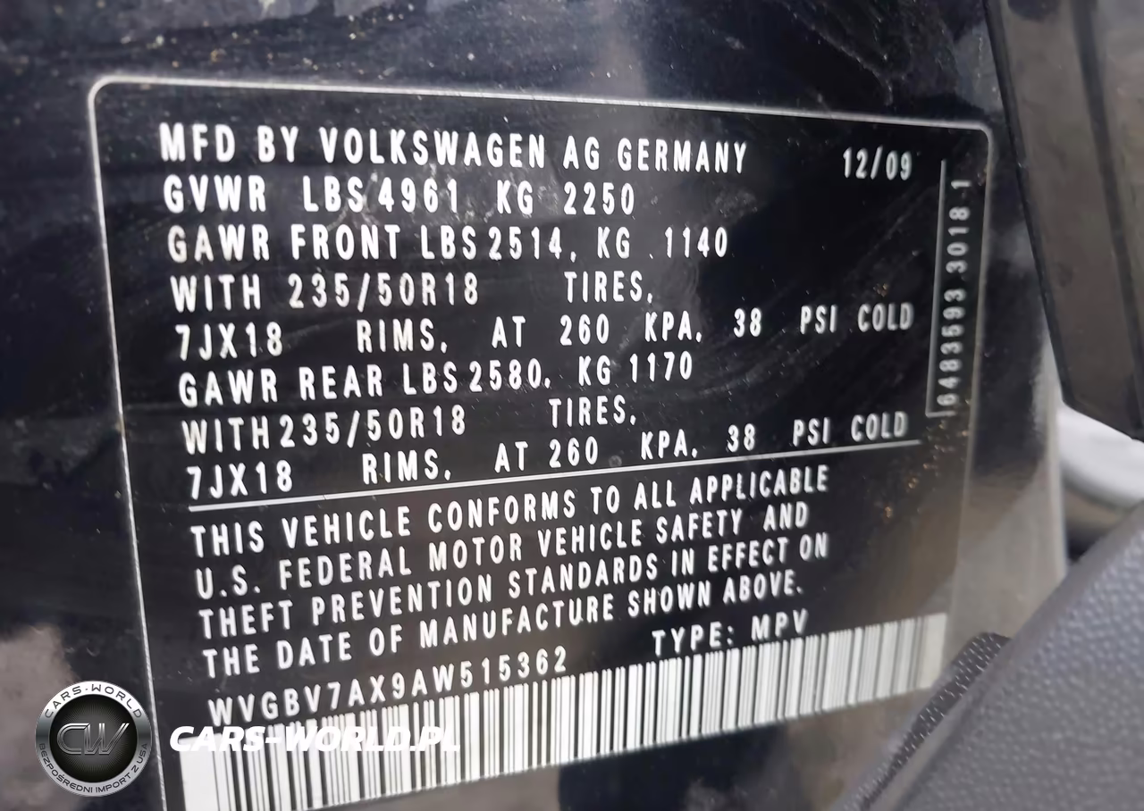 2010 Volkswagen Tiguan Wolfsburg Edition VIN:WVGBV7AX9AW515362 - 9