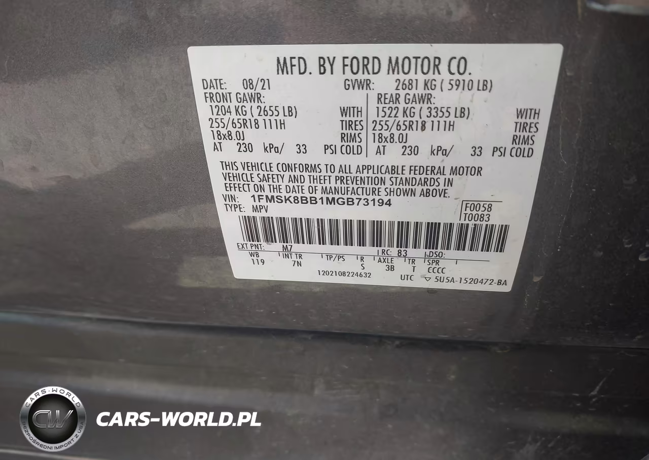 2021 Ford Explorer VIN:1FMSK8BB1MGB73194 - 9