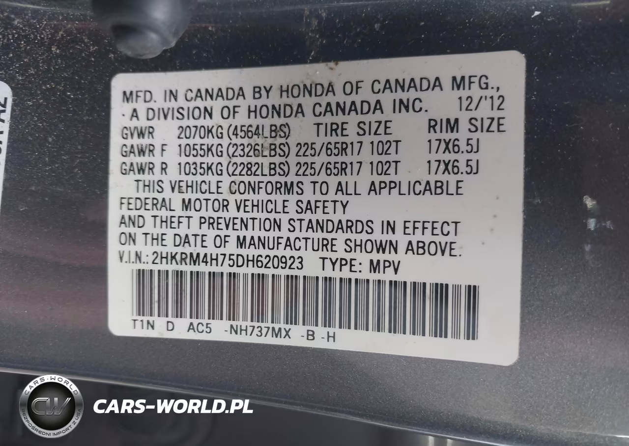 2013 Honda Cr-V Ex-L VIN:2HKRM4H75DH620923 - 9