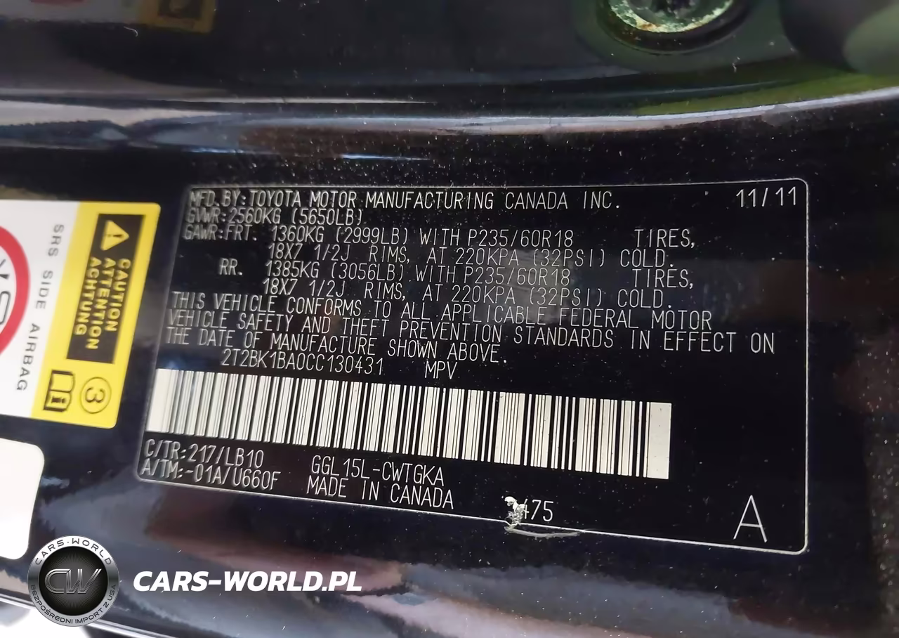 2012 Lexus Rx 350 VIN:2T2BK1BA0CC130431 - 9