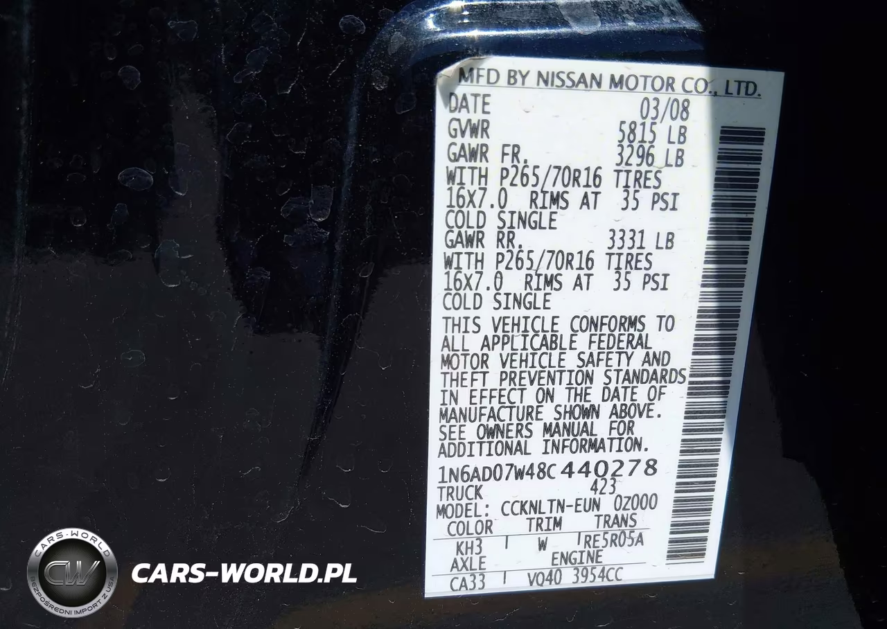 2008 Nissan Frontier Se VIN:1N6AD07W48C440278 - 9