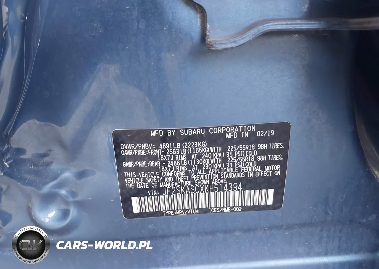 2019 Subaru Forester Limited VIN:JF2SKASCXKH514394 - 9