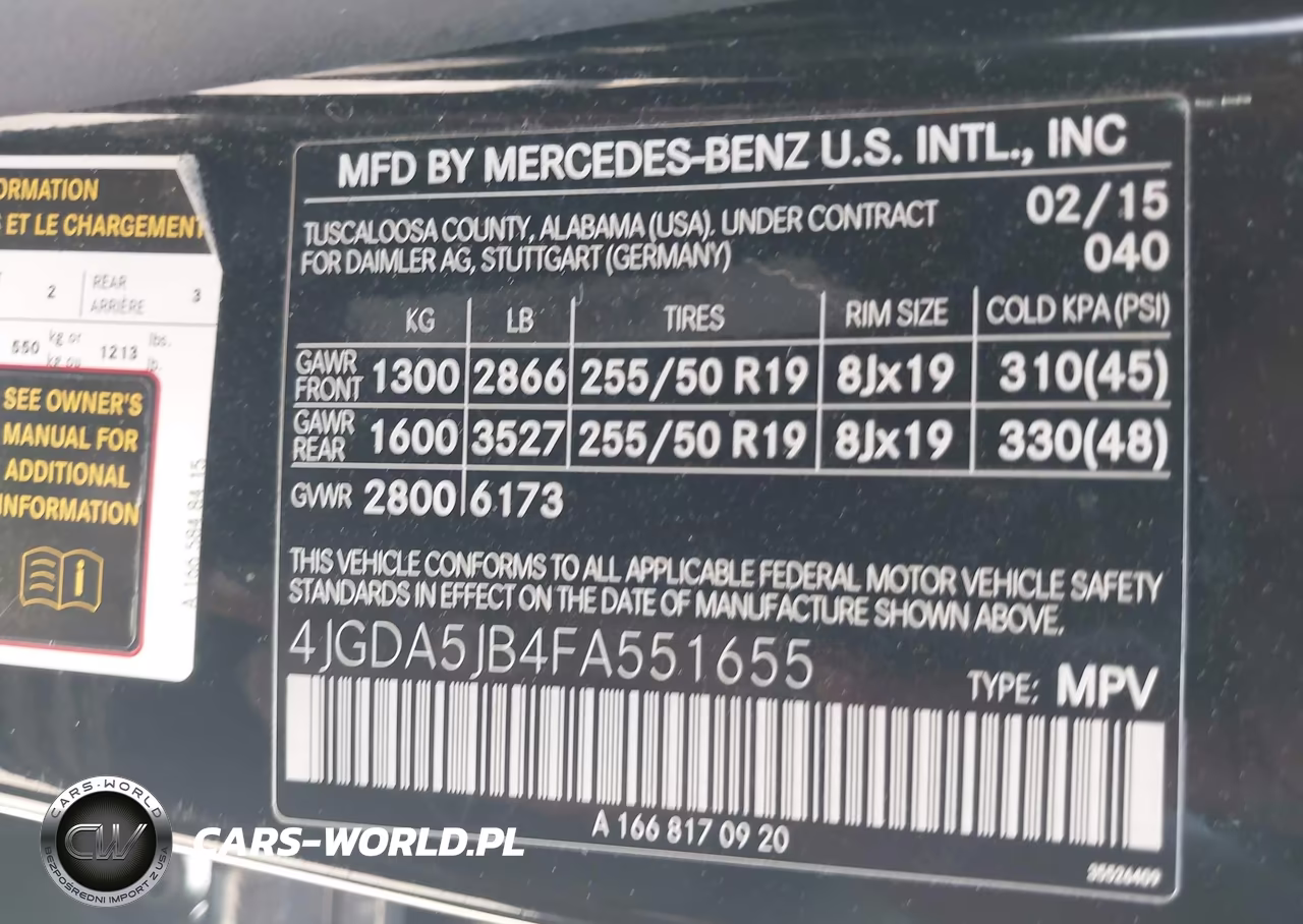 2015 Mercedes-Benz Ml 350 VIN:4JGDA5JB4FA551655 - 9