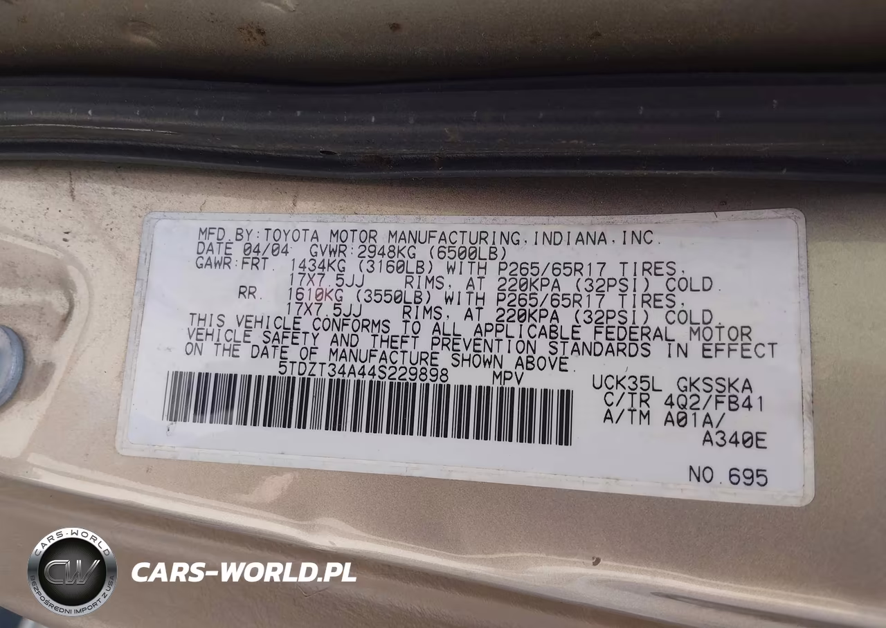 2004 Toyota Sequoia Sr5 V8 VIN:5TDZT34A44S229898 - 9