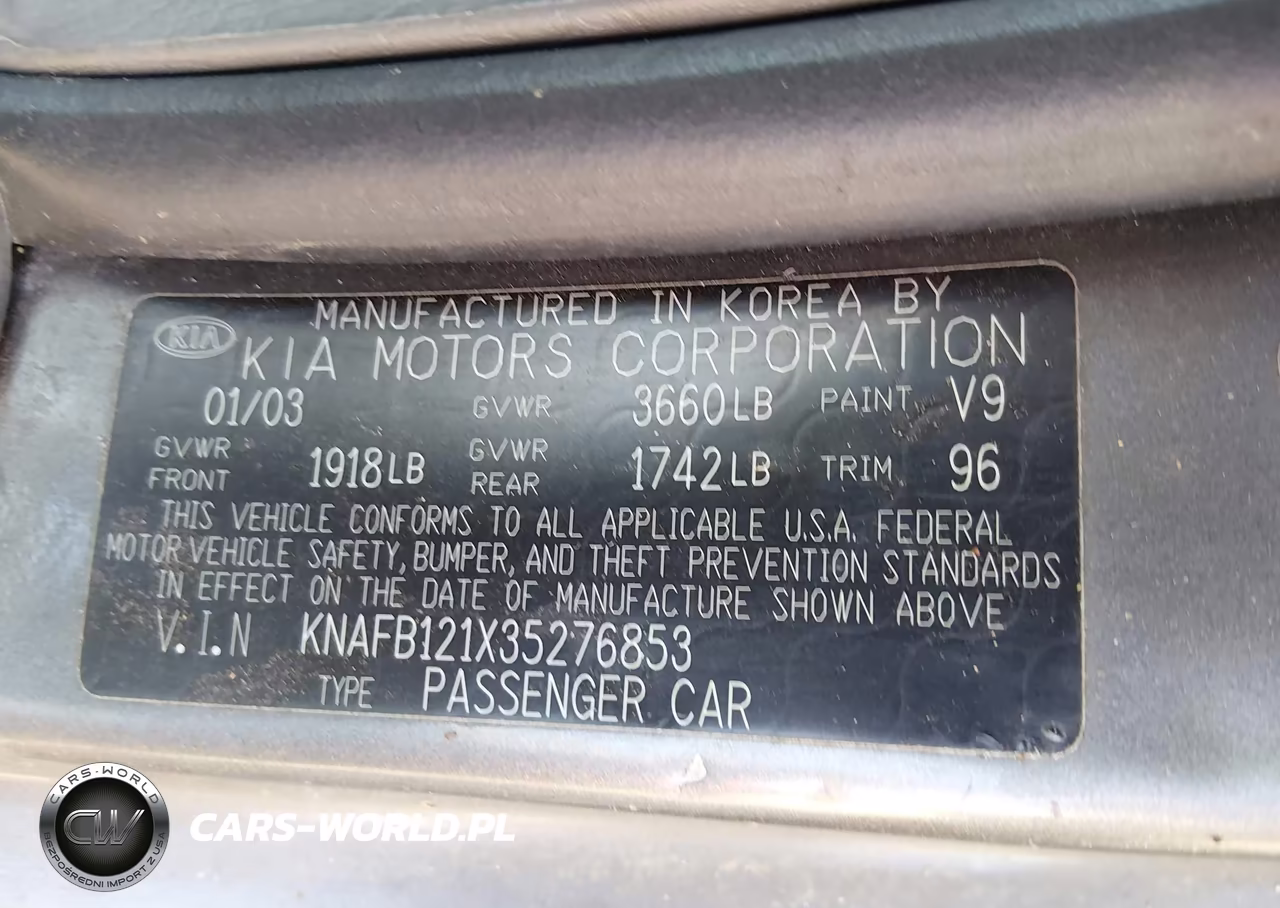 2003 Kia Spectra Ls VIN:KNAFB121X35276853 - 9