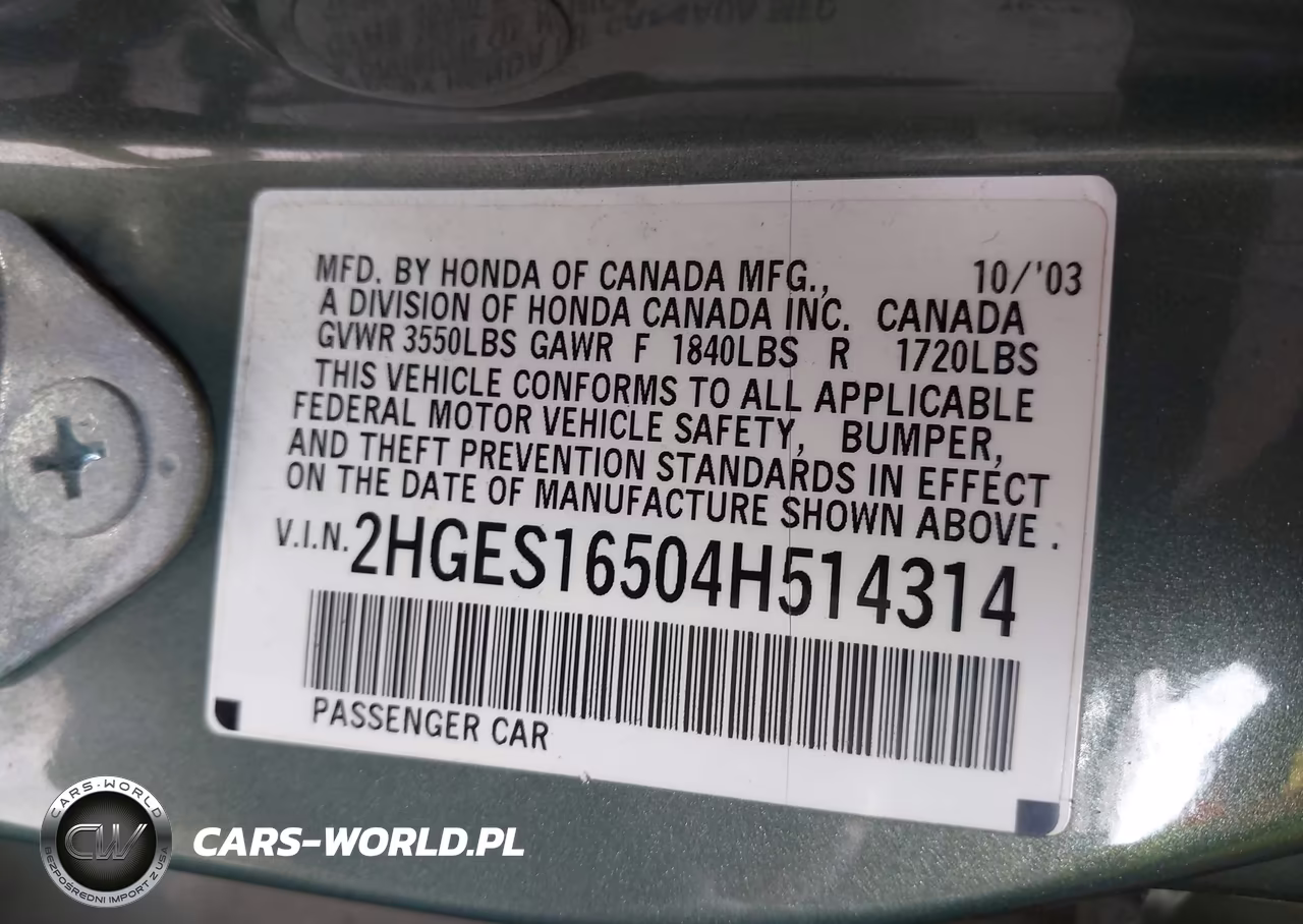 2004 Honda Civic Lx VIN:2HGES16504H514314 - 9