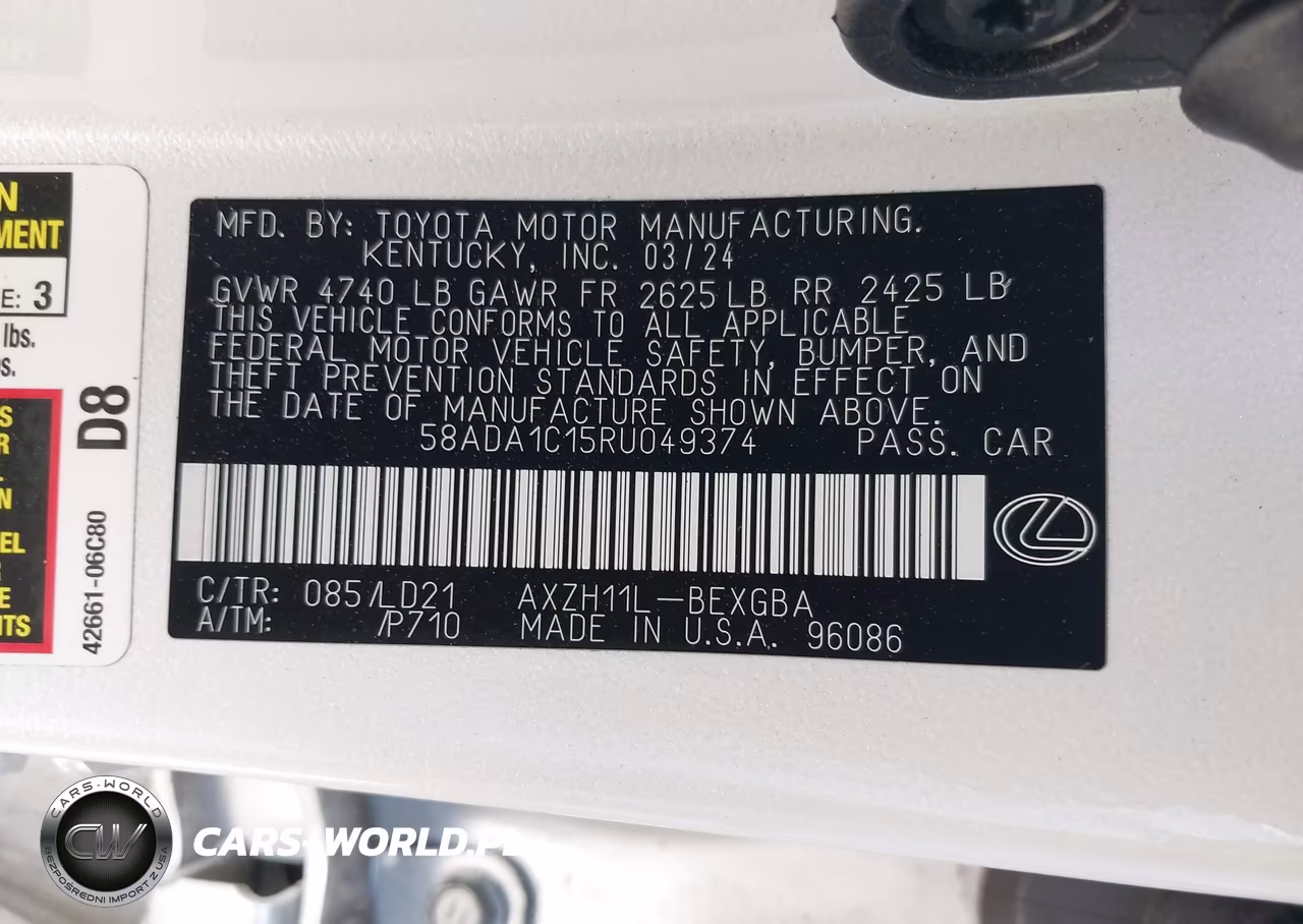 2024 Lexus Es 300H VIN:58ADA1C15RU049374 - 9