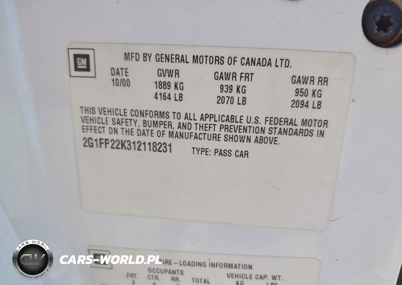 2001 Chevrolet Camaro VIN:2G1FP22K312118231 - 9