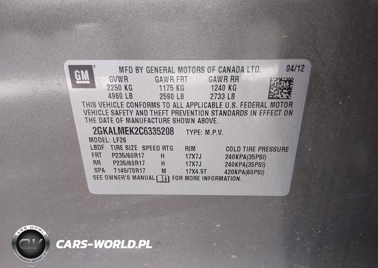 2012 GMC Terrain Sle-1 VIN:2GKALMEK2C6335208 - 9