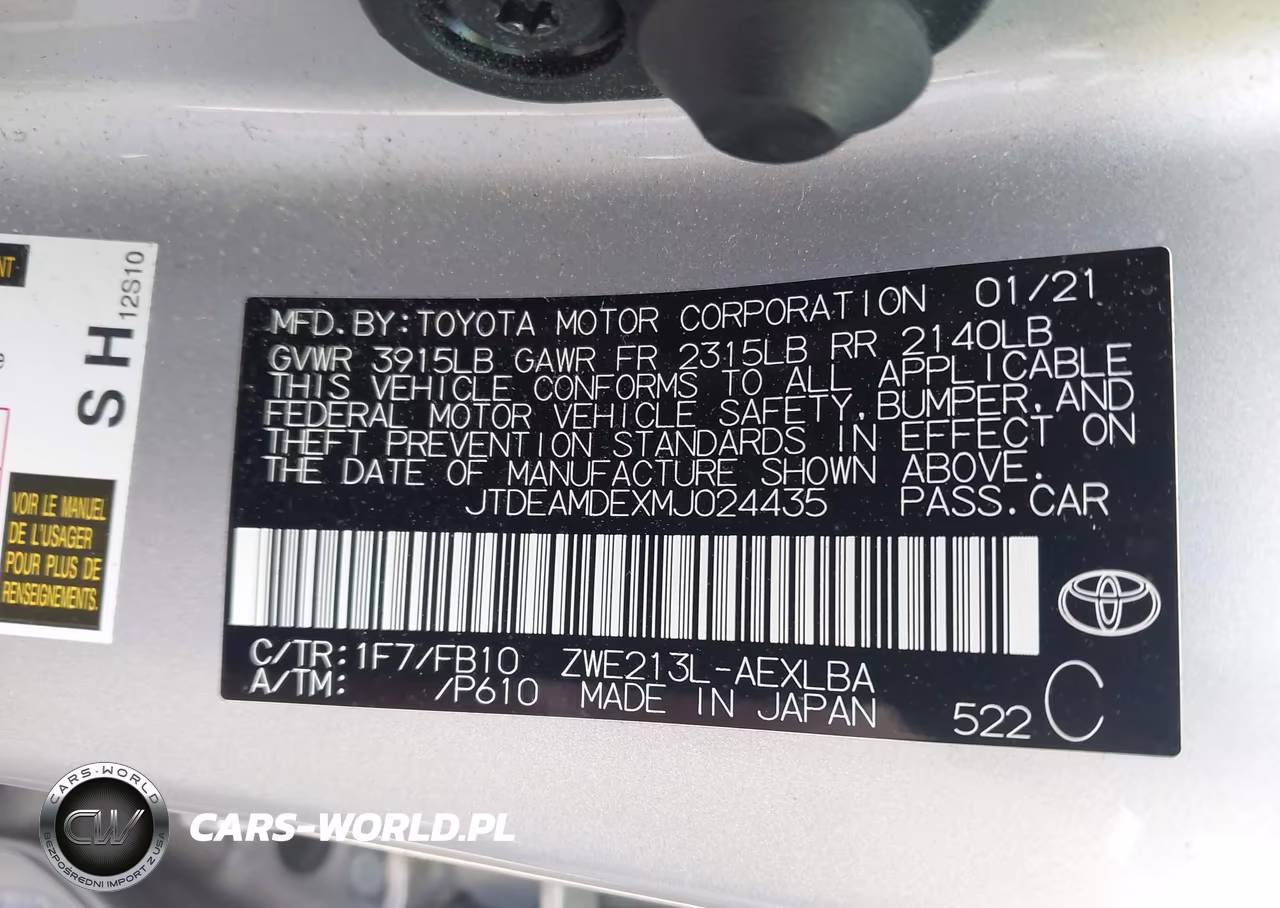 2021 Toyota Corolla Hybrid Le VIN:JTDEAMDEXMJ024435 - 9