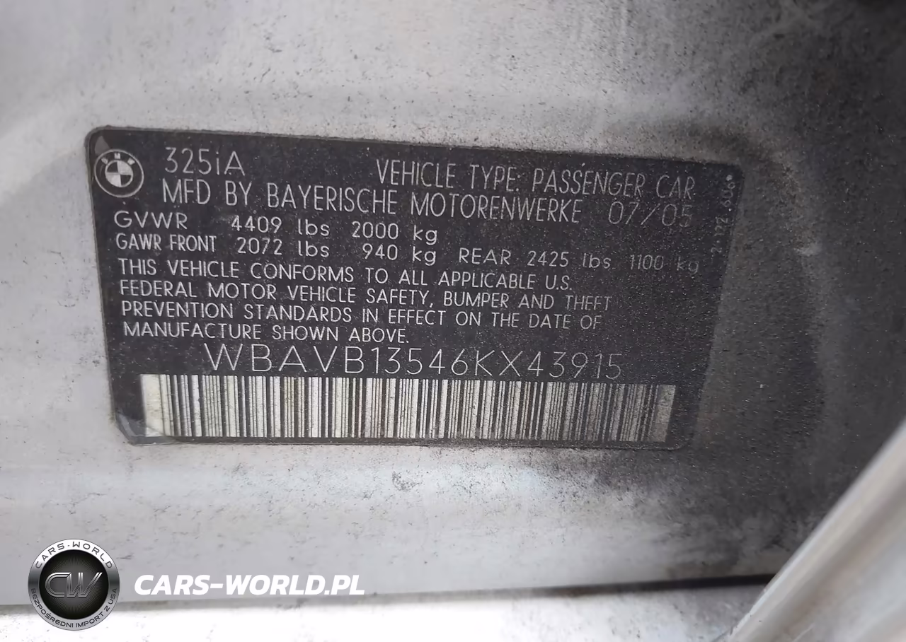 2006 BMW 325I VIN:WBAVB13546KX43915 - 9