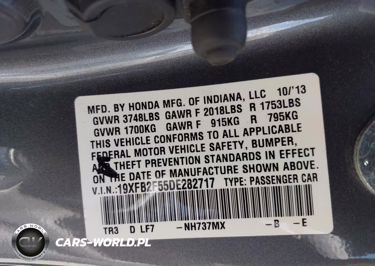 2013 Honda Civic Lx VIN:19XFB2F55DE282717 - 9