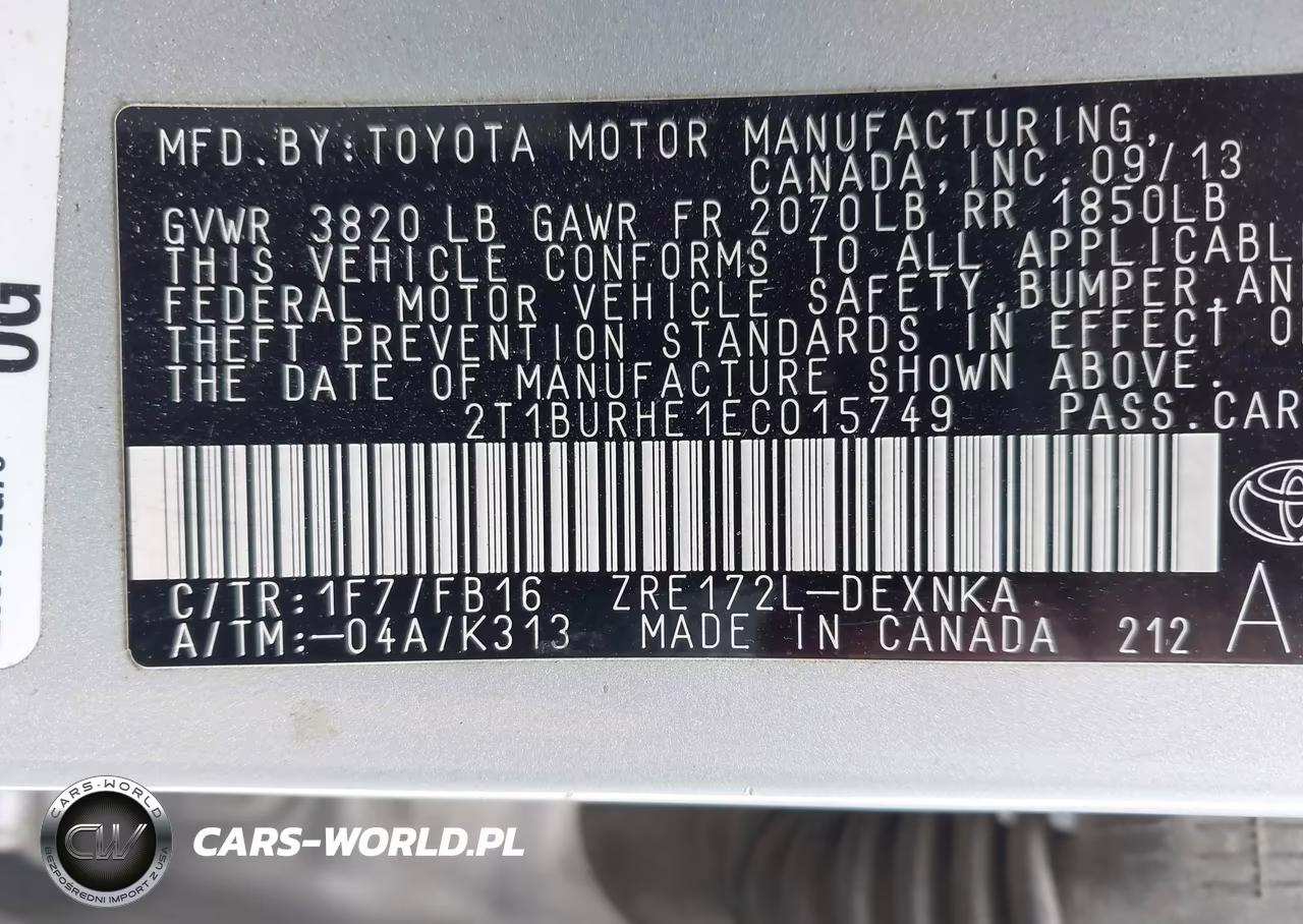 2014 Toyota Corolla Le VIN:2T1BURHE1EC015749 - 9