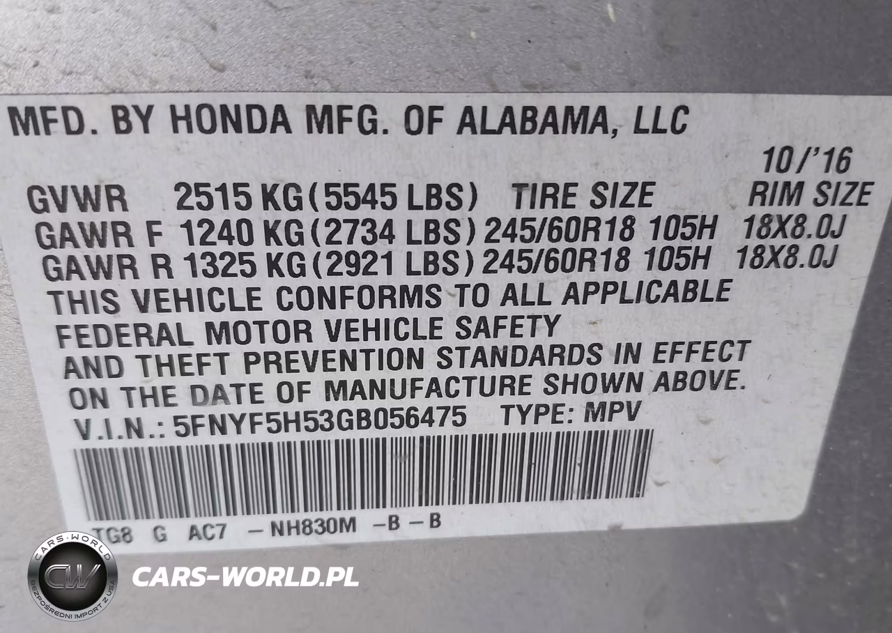 2016 Honda Pilot Ex-L VIN:5FNYF5H53GB056475 - 9