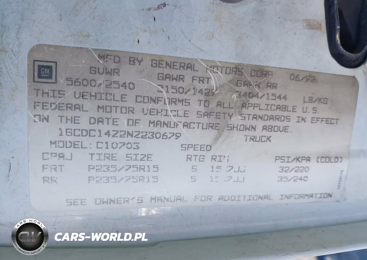 1992 Chevrolet Gmt-400 C1500 VIN:1GCDC14Z2NZ230679 - 9